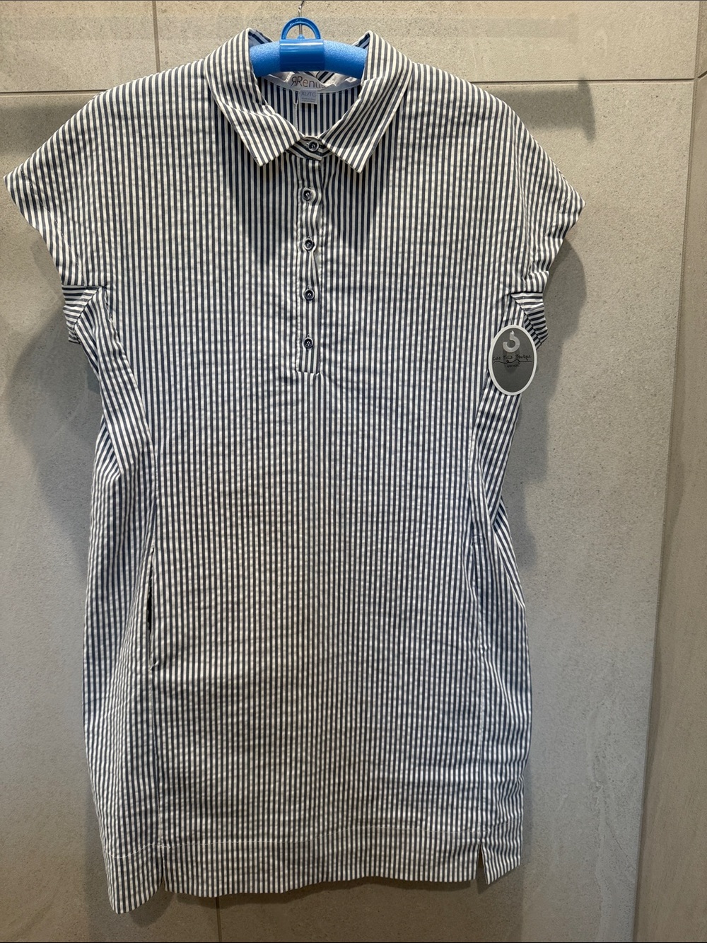 Renuar Blue and White Striped Polo Tunic Dress